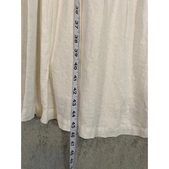 Abercrombie & Fitch Dress Sz M White Linen Blend Tiered Maxi Adjustable Coastal - Picture 10 of 10
